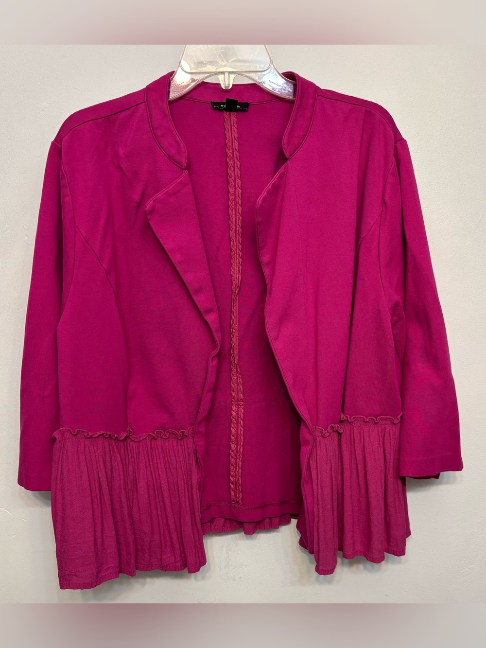 Torrid Bright Fuchsia Open Front Ruffle Hem Blazer Womans Size 3 (3x)